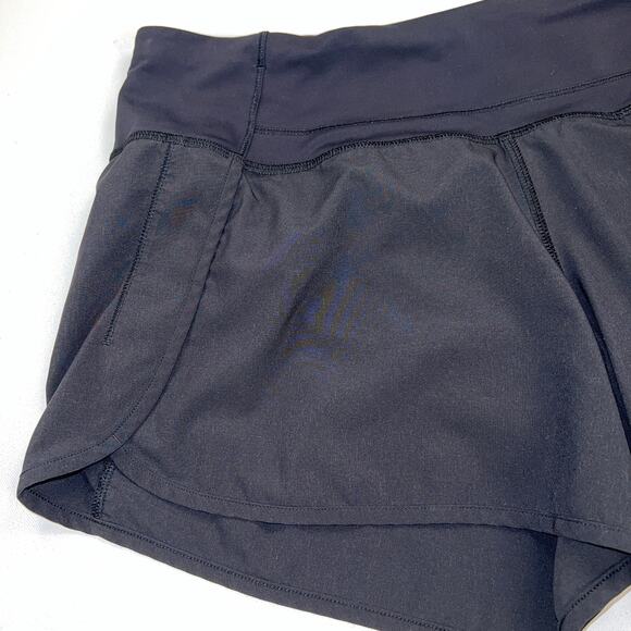 Lululemon Run Speed Short Black Rear Zip Pocket Size 10 - Picture 2 of 10